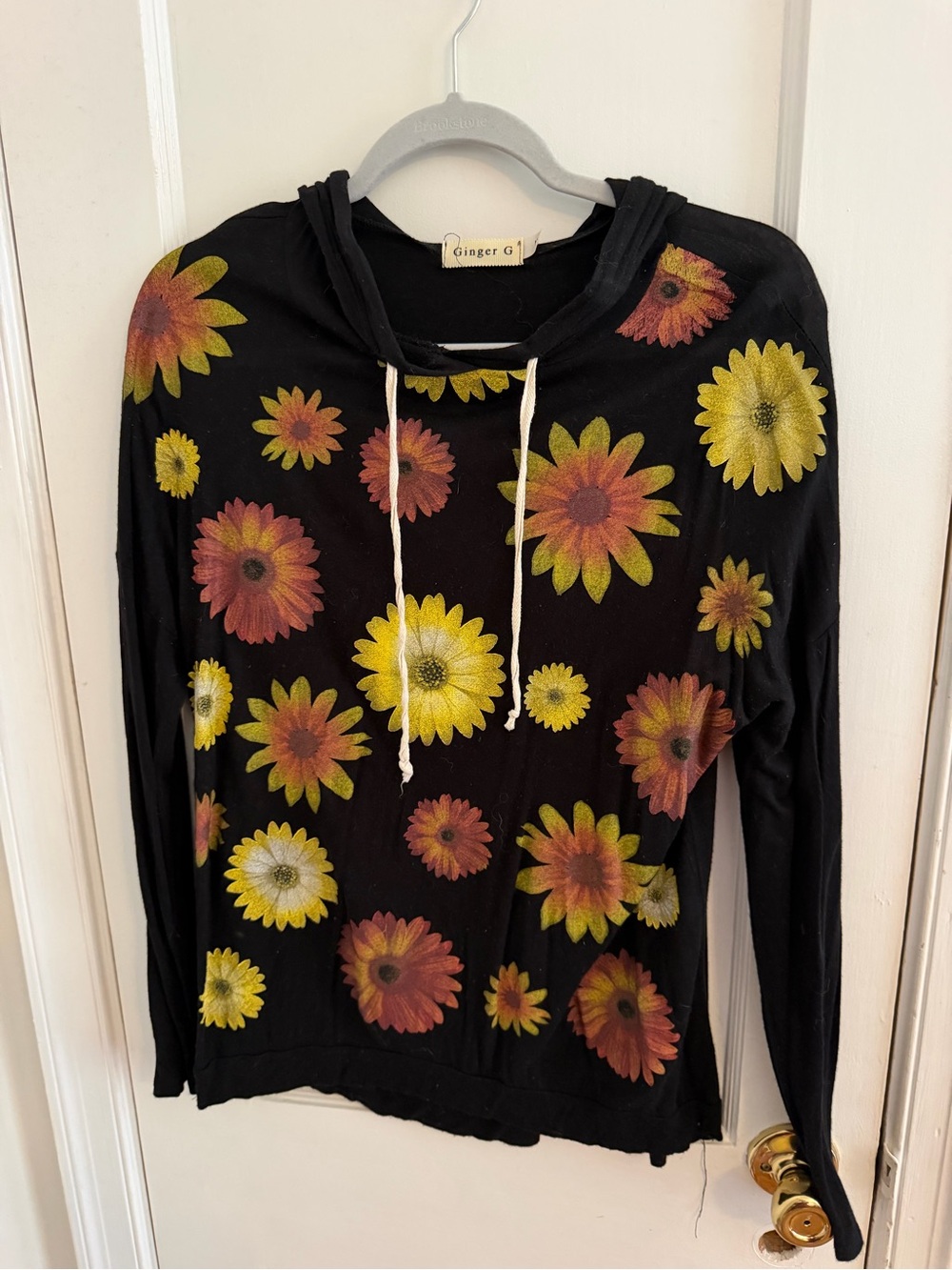 Ginger G Black Hoodie with Yellow & Orange Floral Print - Picture 2 of 8